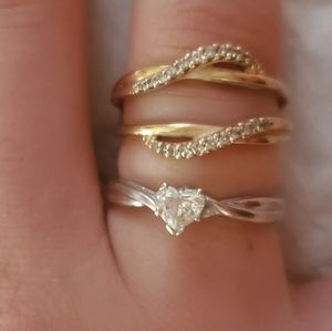14KT Gold & Genuine Diamond ring set STUNNING Valentine's Anniversary